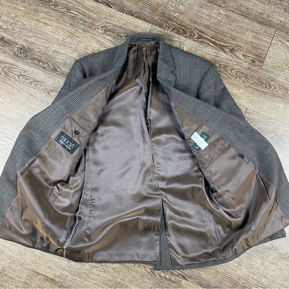 Lauren Ralph Lauren Blazer 40R Brown 100% Wool 2 Button Sports Coat Houndstooth - Picture 7 of 11